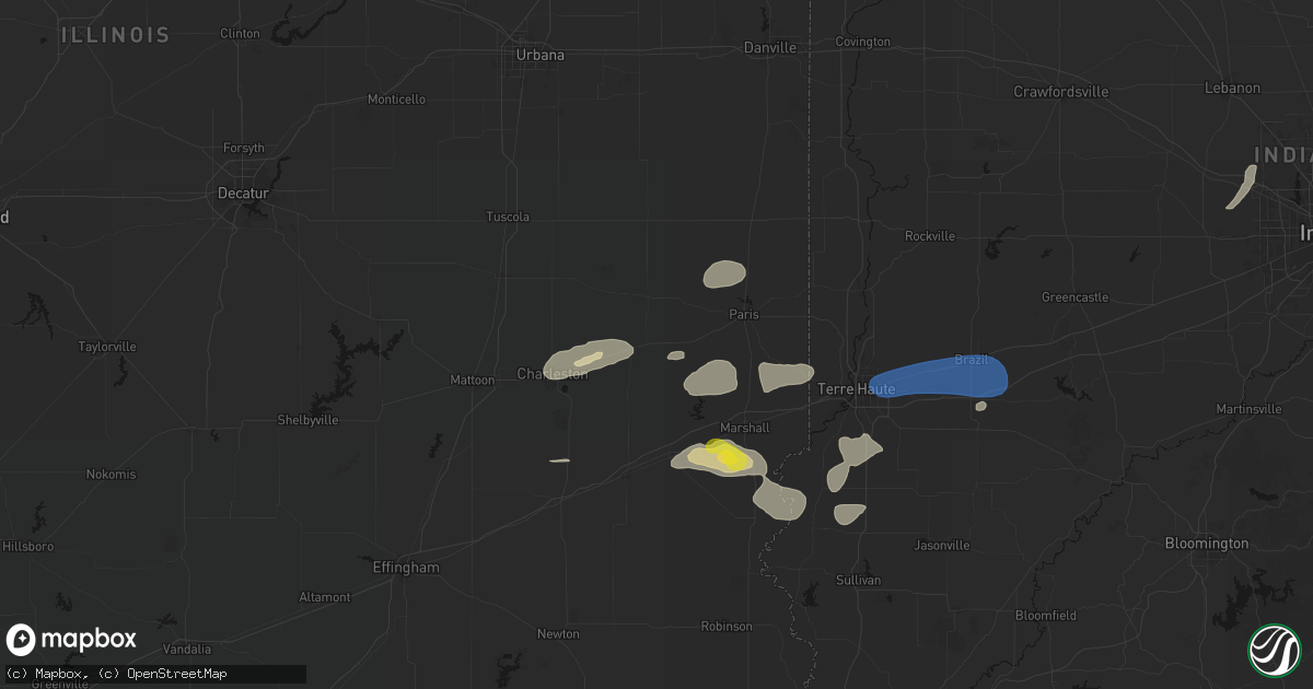 Hail map in Kansas, IL on June 9, 2026