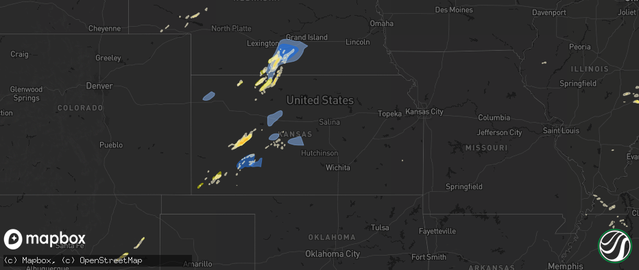 Hail map in Kansas on June 9, 2026