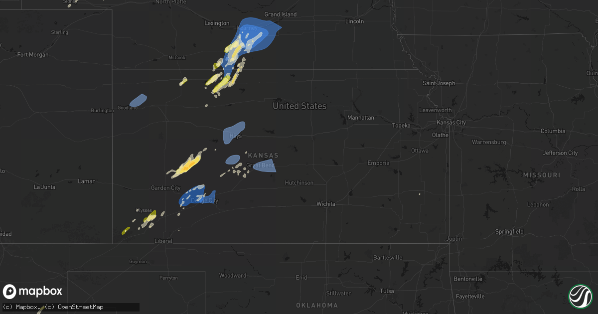 Hail map in Kansas on June 9, 2026