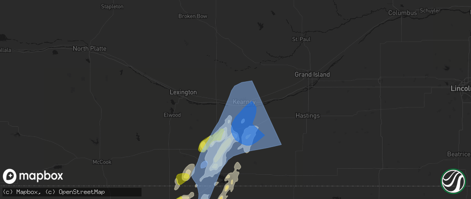 Hail map in Kearney, NE on June 9, 2026