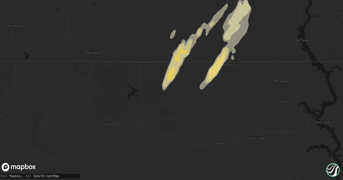 Hail map in Keldron, SD on June 9, 2026