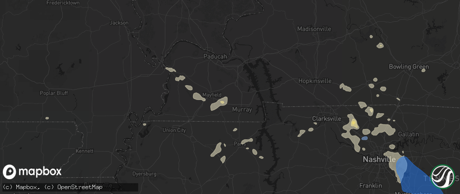 Hail map in Kirksey, KY on June 9, 2026