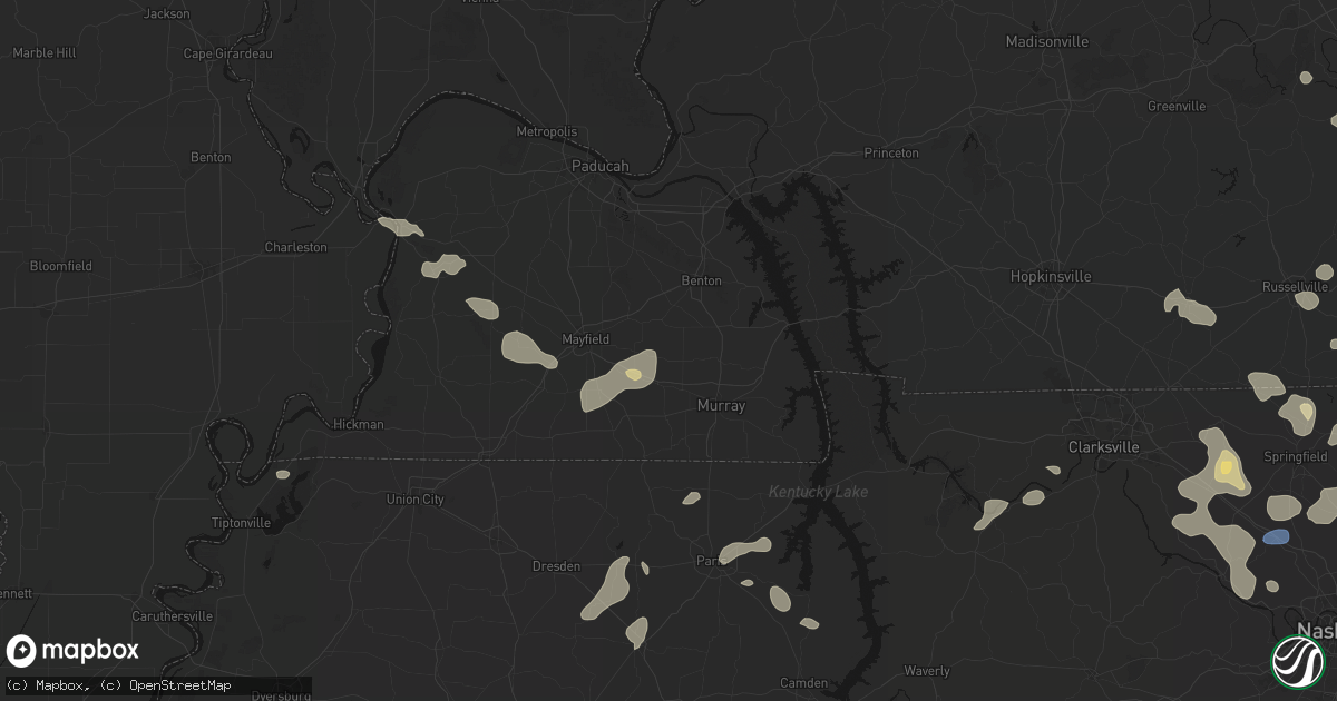 Hail map in Kirksey, KY on June 9, 2026