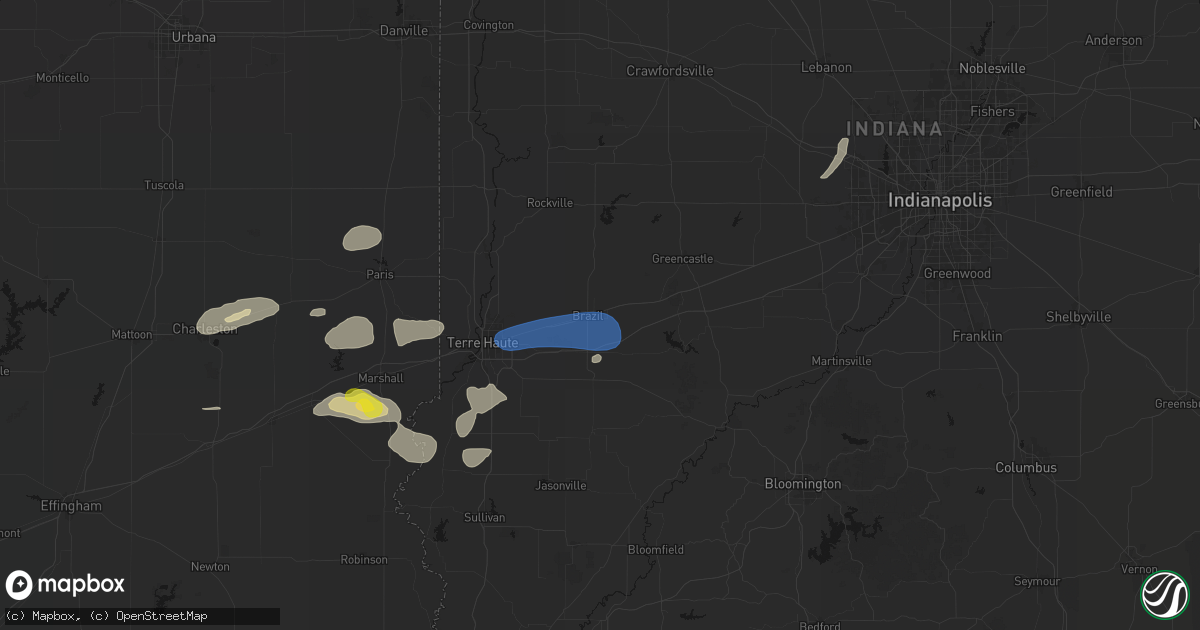 Hail map in Knightsville, IN on June 9, 2026