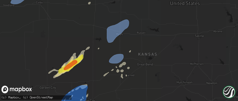 Hail map in La Crosse, KS on June 9, 2026