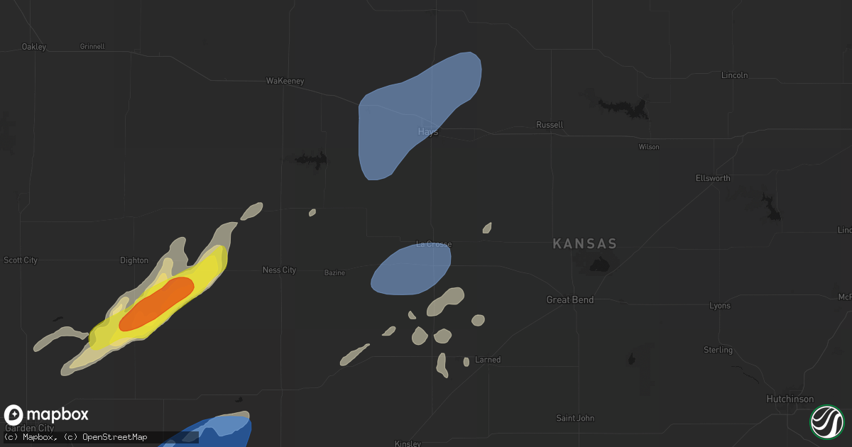 Hail map in La Crosse, KS on June 9, 2026
