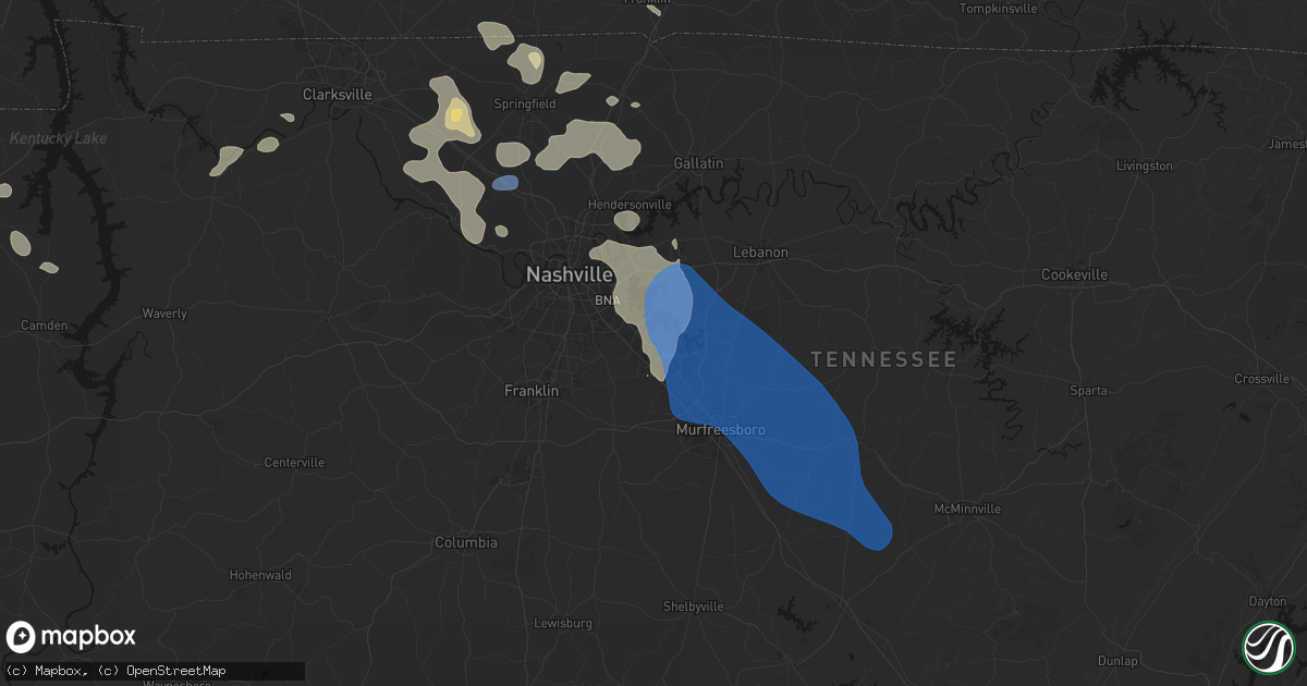Hail map in La Vergne, TN on June 9, 2026