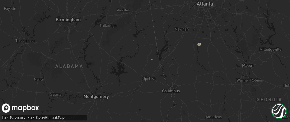 Hail map in Lafayette, AL on June 9, 2026