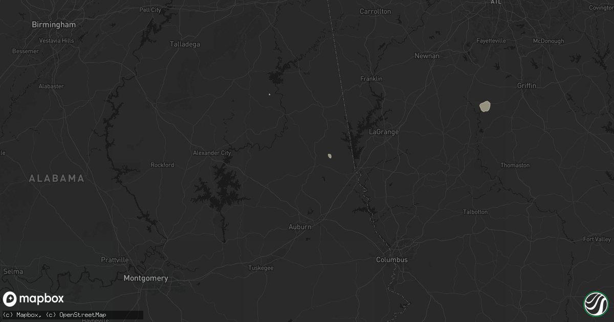 Hail map in Lafayette, AL on June 9, 2026