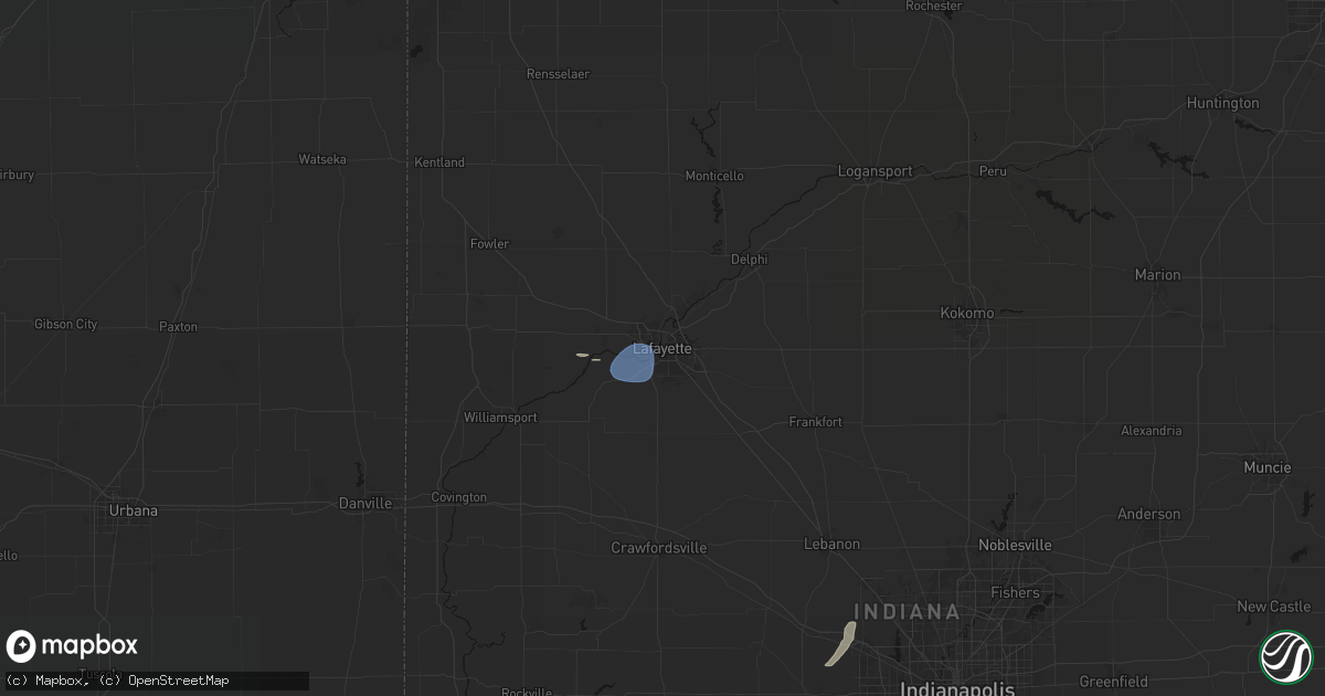 Hail map in Lafayette, IN on June 9, 2026