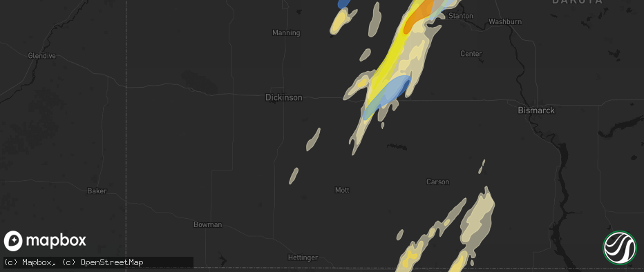 Hail map in Lefor, ND on June 9, 2026