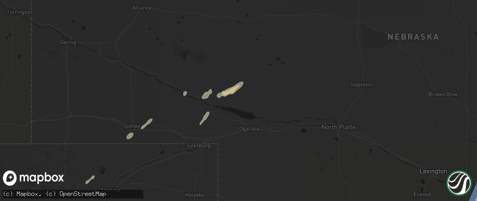 Hail map in Lemoyne, NE on June 9, 2026