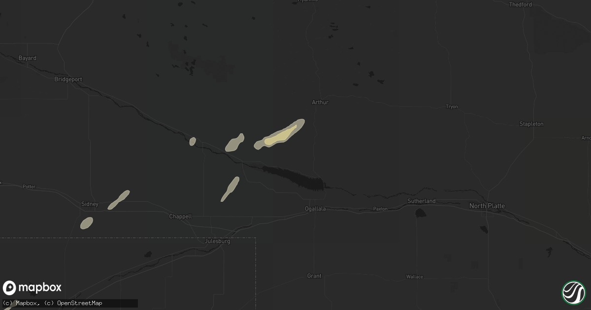 Hail map in Lemoyne, NE on June 9, 2026