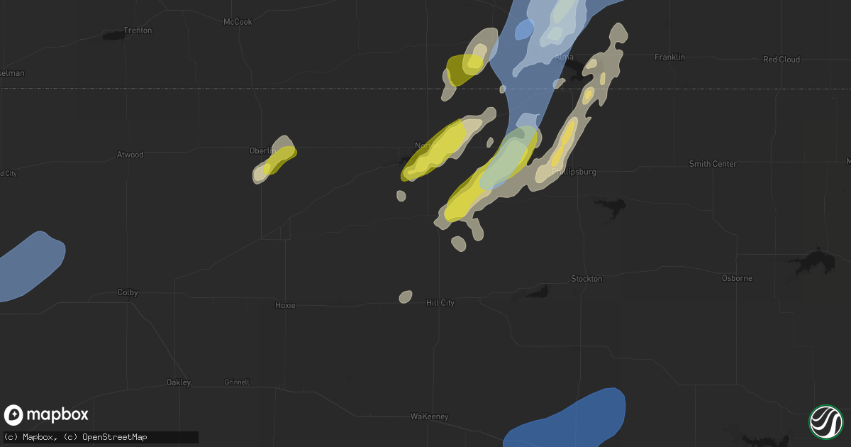 Hail map in Lenora, KS on June 9, 2026