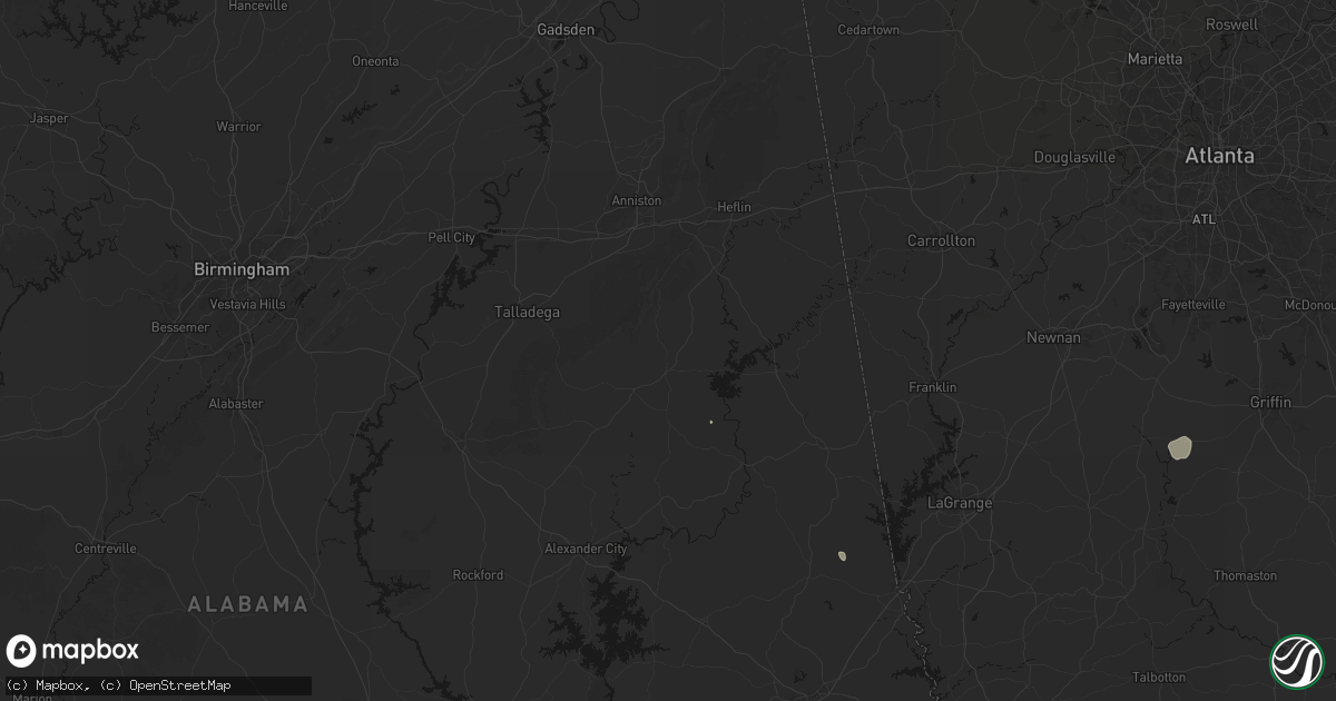 Hail map in Lineville, AL on June 9, 2026