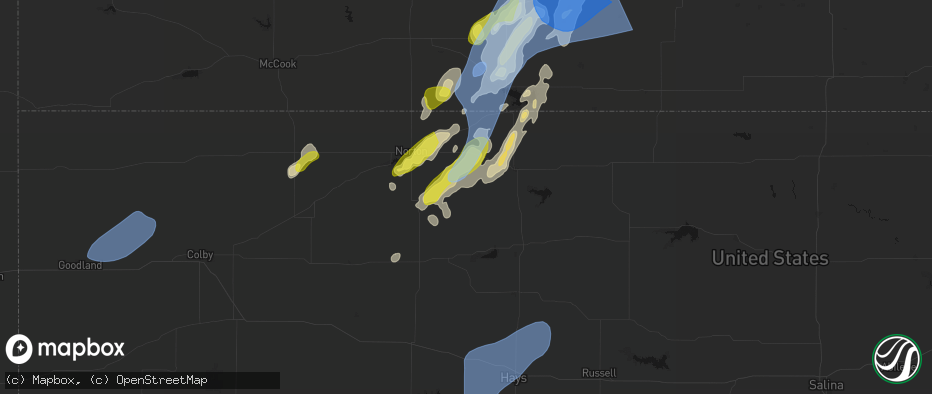 Hail map in Logan, KS on June 9, 2026
