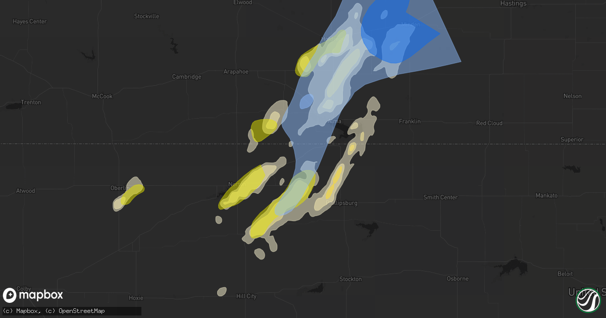 Hail map in Long Island, KS on June 9, 2026