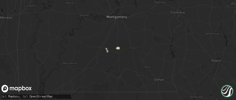 Hail map in Luverne, AL on June 9, 2026