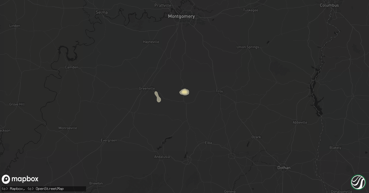 Hail map in Luverne, AL on June 9, 2026