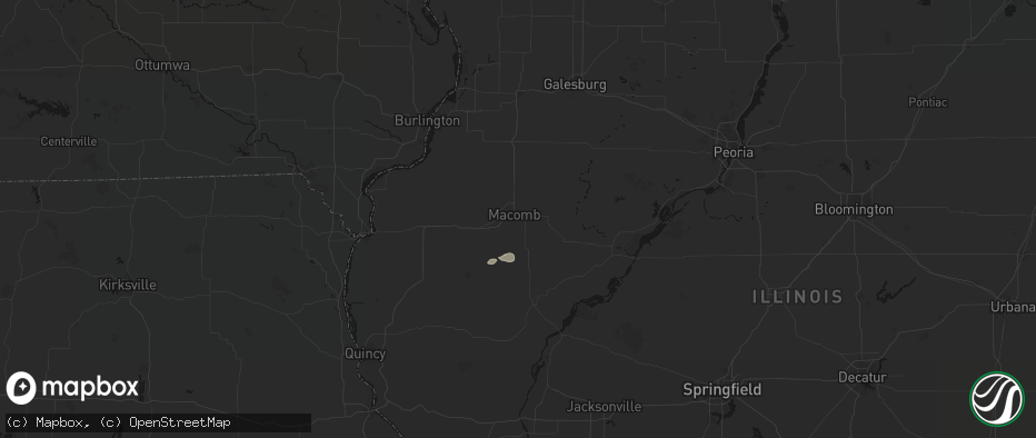 Hail map in Macomb, IL on June 9, 2026