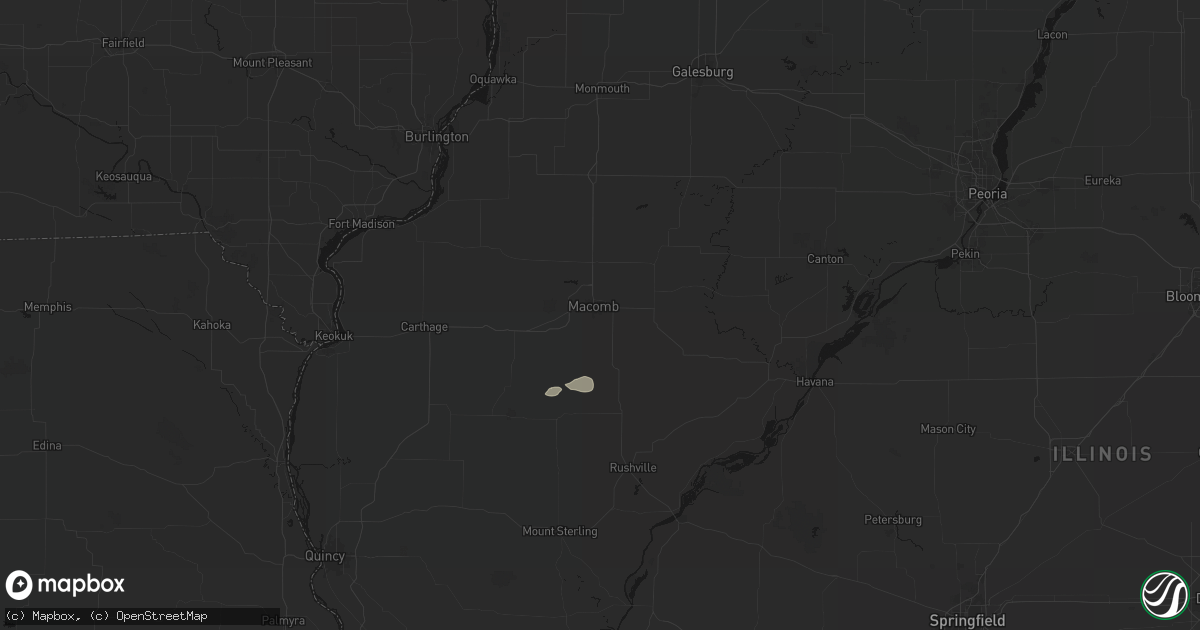 Hail map in Macomb, IL on June 9, 2026