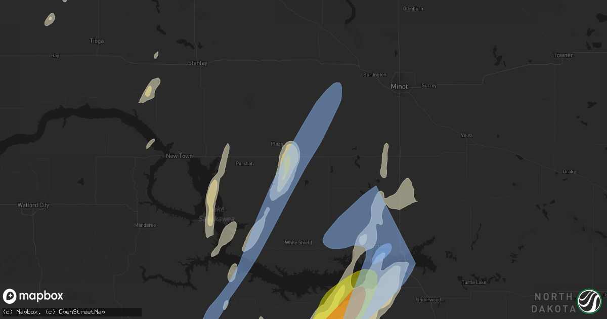 Hail map in Makoti, ND on June 9, 2026