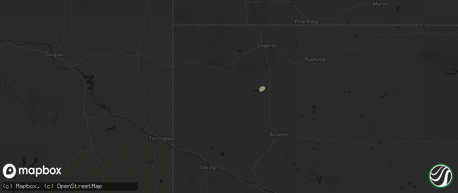 Hail map in Marsland, NE on June 9, 2026