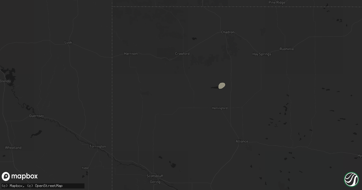 Hail map in Marsland, NE on June 9, 2026