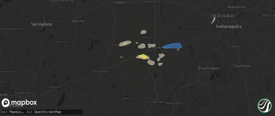 Hail map in Martinsville, IL on June 9, 2026