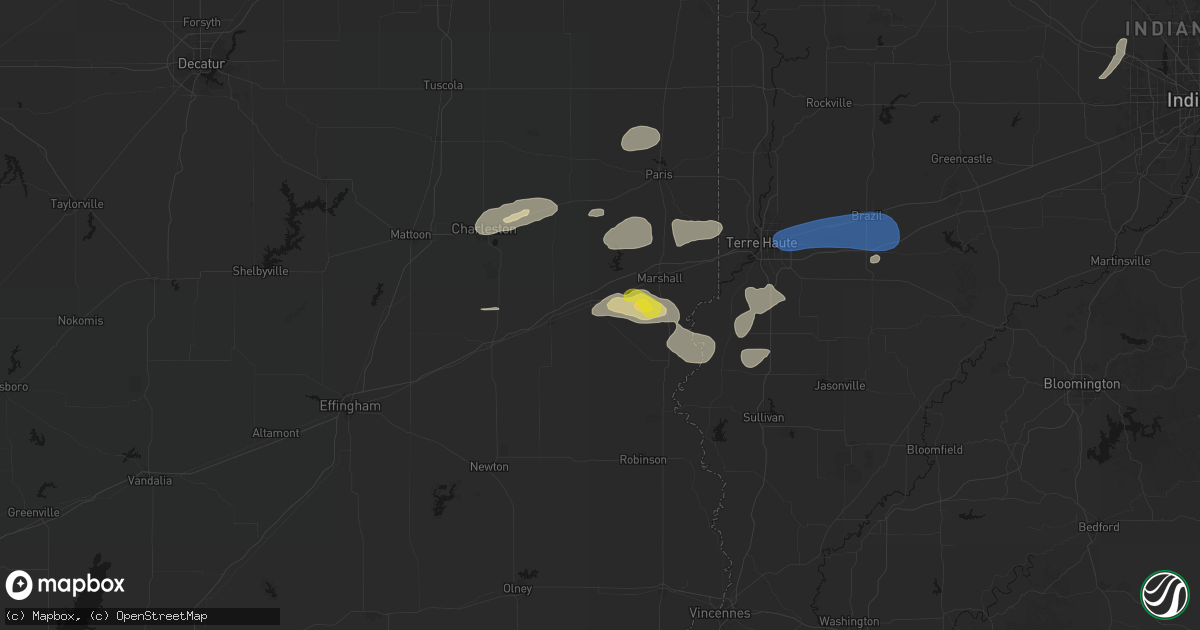 Hail map in Martinsville, IL on June 9, 2026