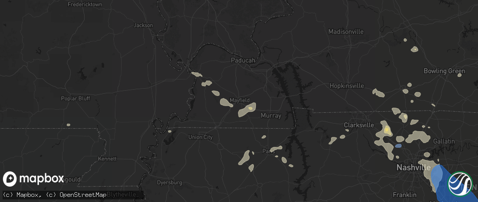 Hail map in Mayfield, KY on June 9, 2026