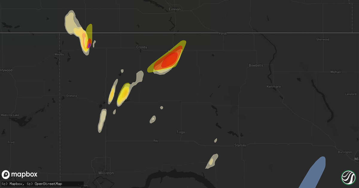 Hail map in Mcgregor, ND on June 9, 2026
