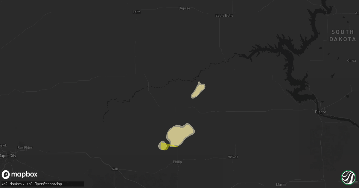 Hail map in Milesville, SD on June 9, 2026