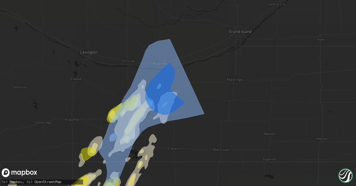 Hail map in Minden, NE on June 9, 2026
