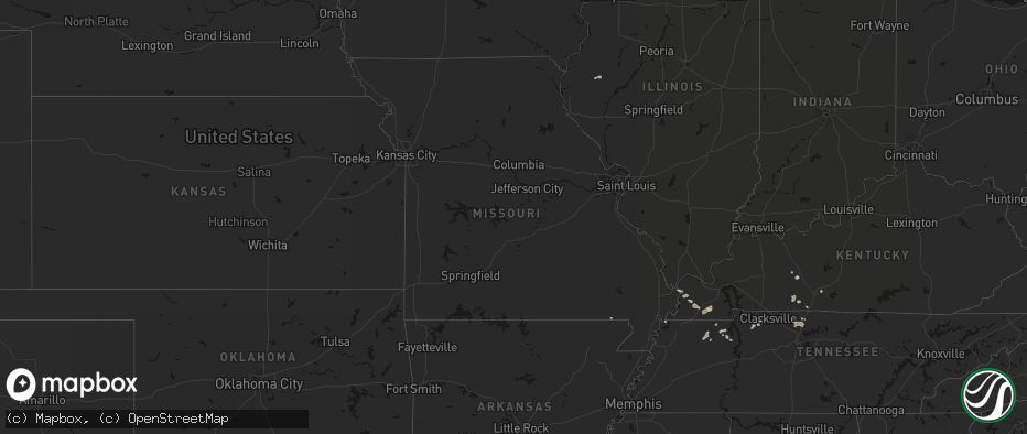 Hail map in Missouri on June 9, 2026