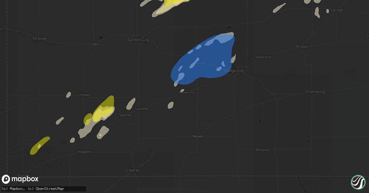 Hail map in Montezuma, KS on June 9, 2026
