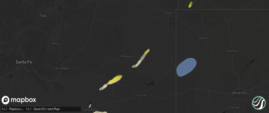 Hail map in Mosquero, NM on June 9, 2026