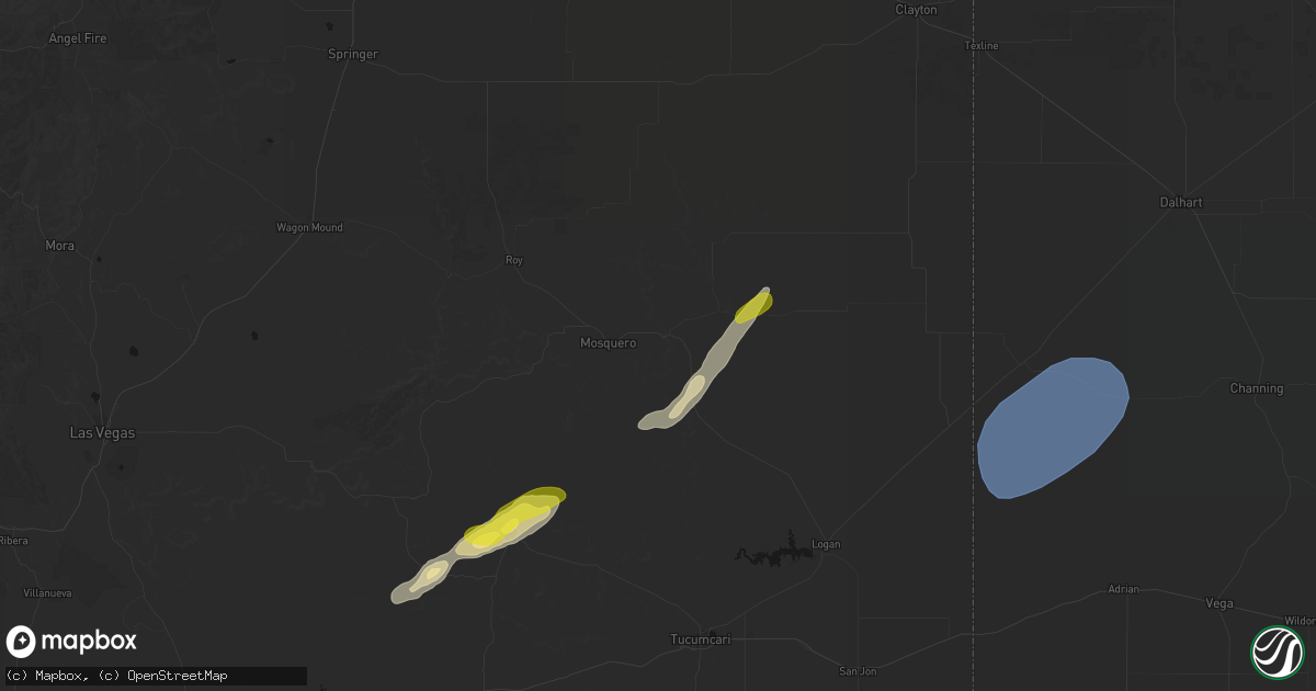 Hail map in Mosquero, NM on June 9, 2026