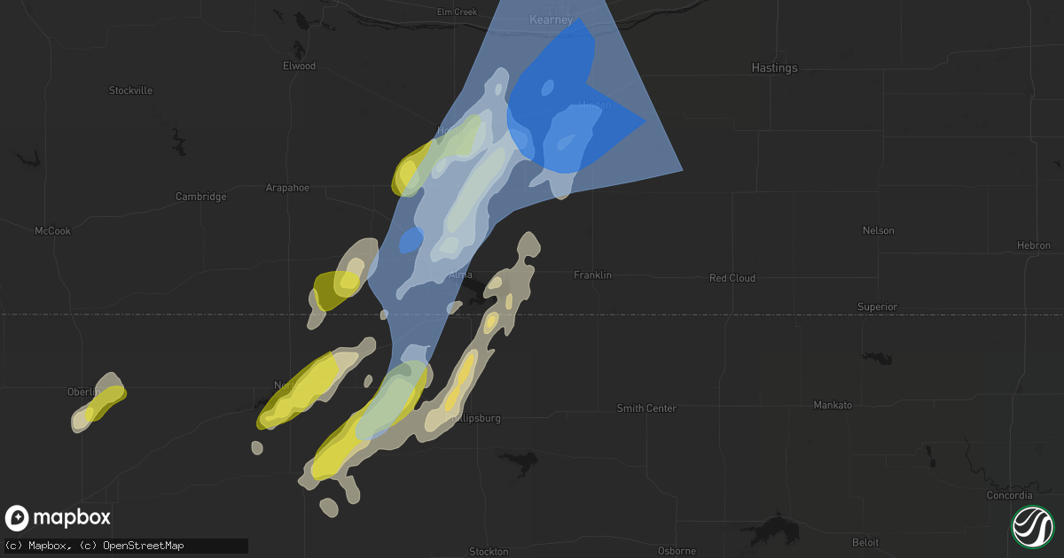 Hail map in Naponee, NE on June 9, 2026