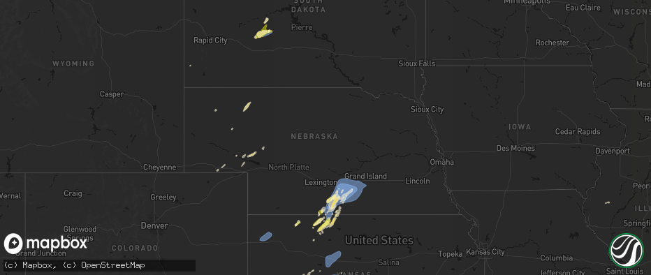 Hail map in Nebraska on June 9, 2026