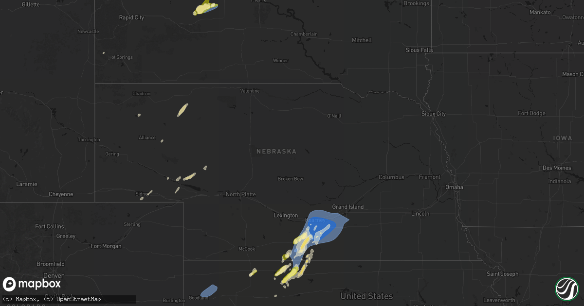 Hail map in Nebraska on June 9, 2026