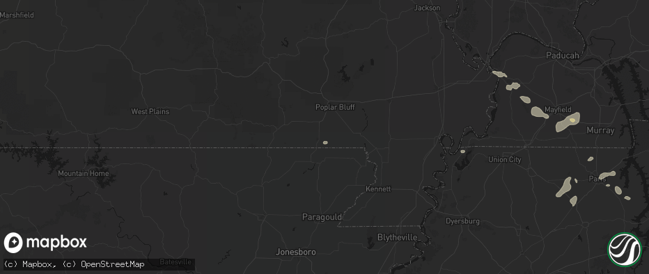 Hail map in Neelyville, MO on June 9, 2026
