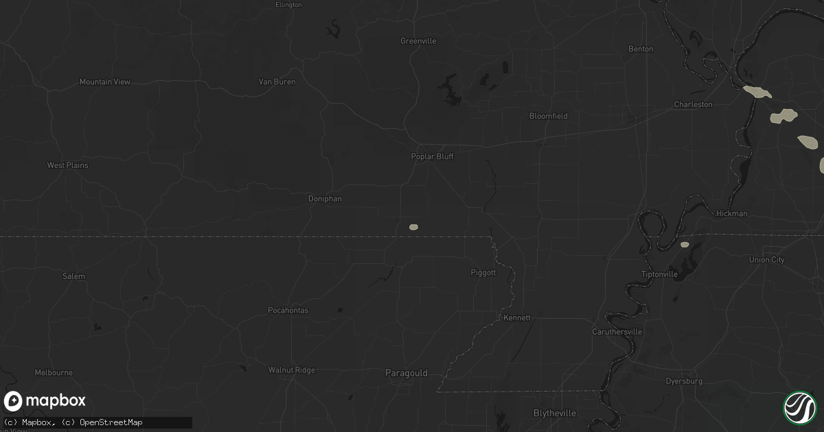 Hail map in Neelyville, MO on June 9, 2026
