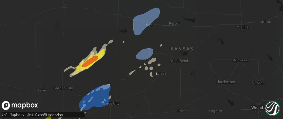Hail map in Nekoma, KS on June 9, 2026