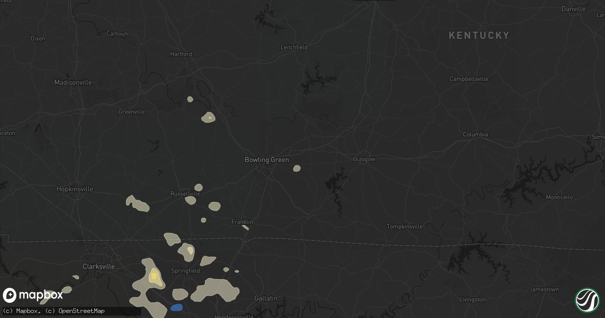 Hail map in Oakland, KY on June 9, 2026