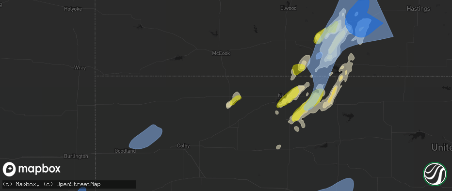 Hail map in Oberlin, KS on June 9, 2026