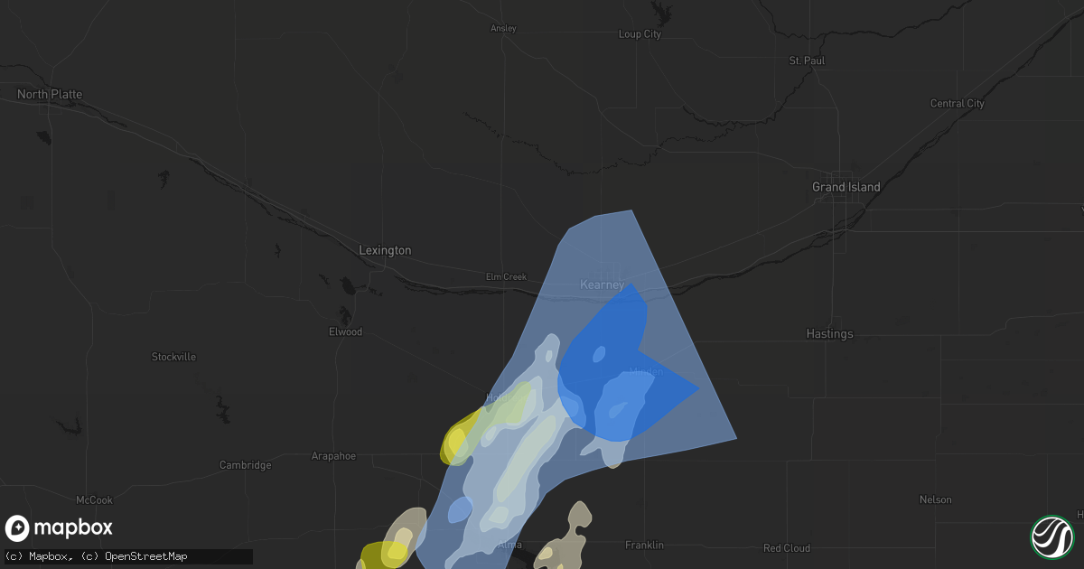 Hail map in Odessa, NE on June 9, 2026