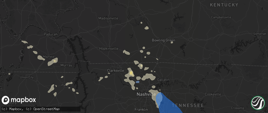 Hail map in Olmstead, KY on June 9, 2026