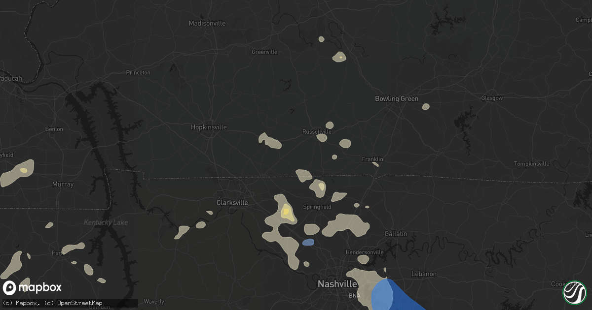 Hail map in Olmstead, KY on June 9, 2026