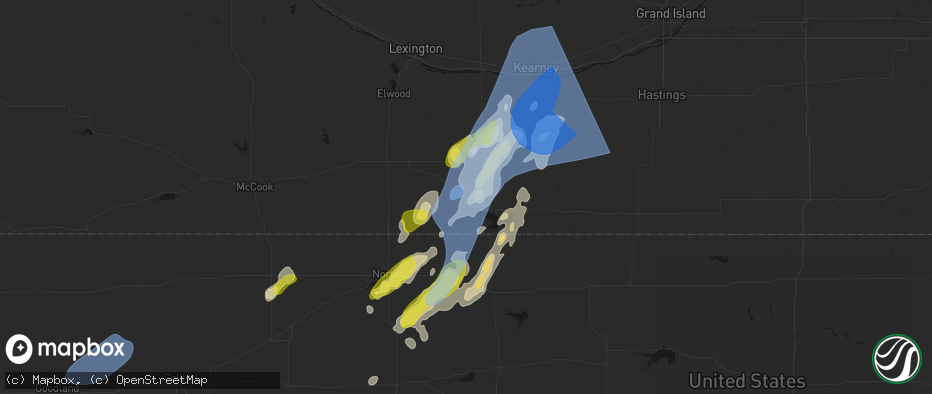 Hail map in Orleans, NE on June 9, 2026